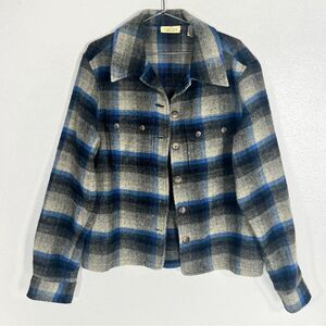 Vintage Wool Buffalo Plaid Shacket Shirt Jacket